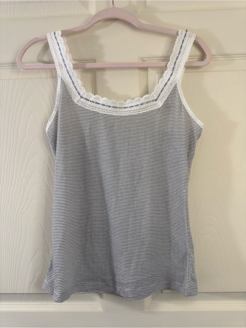 Free people Only You Pointelle Tank Top size Large lace trim striped